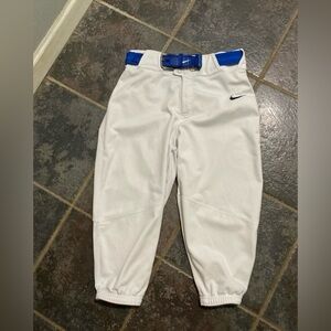 Nike Vapor Select 2 Men's High Piped Baseball Pants White with Blue Belt Size M